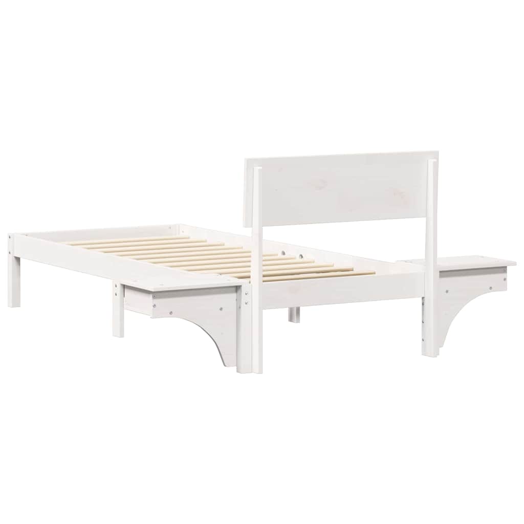 Sengestamme med hodegjerde Hvit 75 x 190 cm Massiv furu