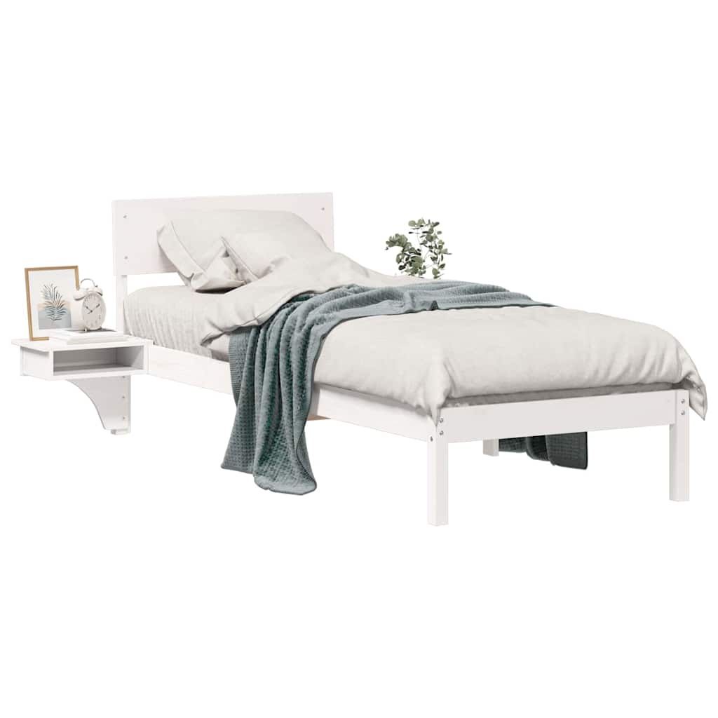 Sengestamme med hodegjerde Hvit 75 x 190 cm Massiv furu