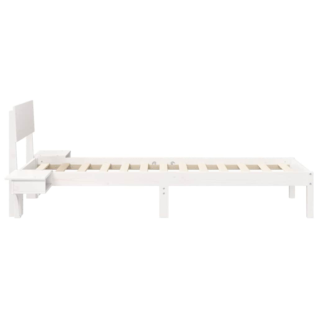 Sengestamme med hodegjerde Hvit 75 x 190 cm Massiv furu