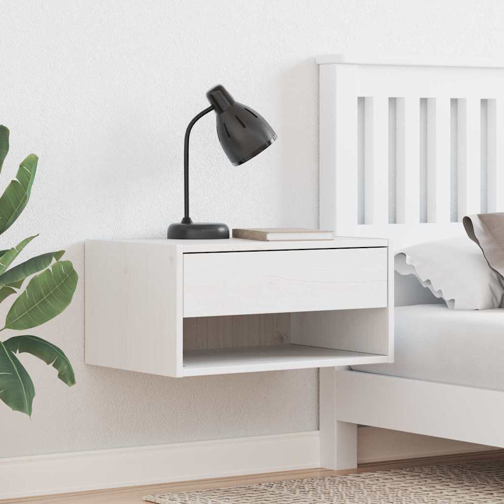 Nattbord med skuff 2 pcs Hvit 50 x 32,5 x 24 cm Heltre furu
