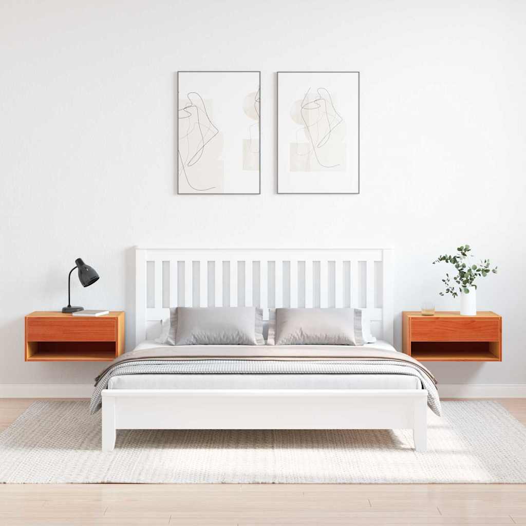 Nattbord 2 pcs Vokset Brun 50 x 32,5 x 24 cm Heltre furu