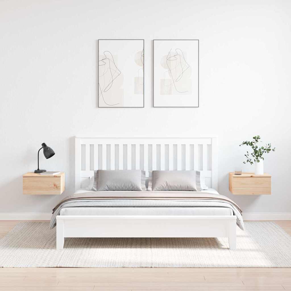 Nattbord med skuff 2 pcs Brun 37 x 35 x 18.5 cm Heltre furu