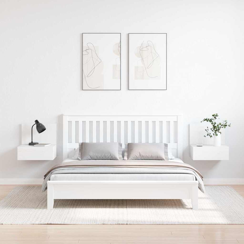 Nattbord med skuff 2 pcs Hvit 42 x 32,5 x 40 cm Heltre furu