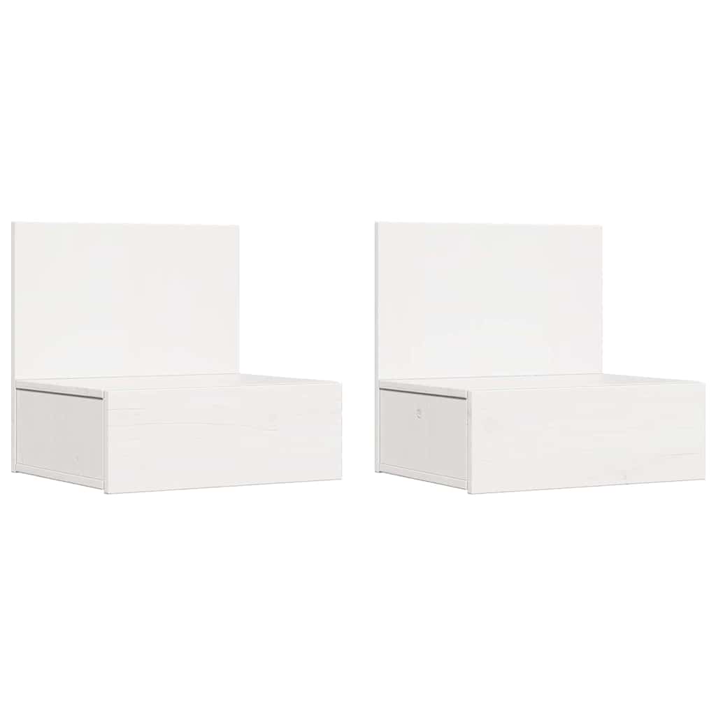 Nattbord med skuff 2 pcs Hvit 42 x 32,5 x 40 cm Heltre furu