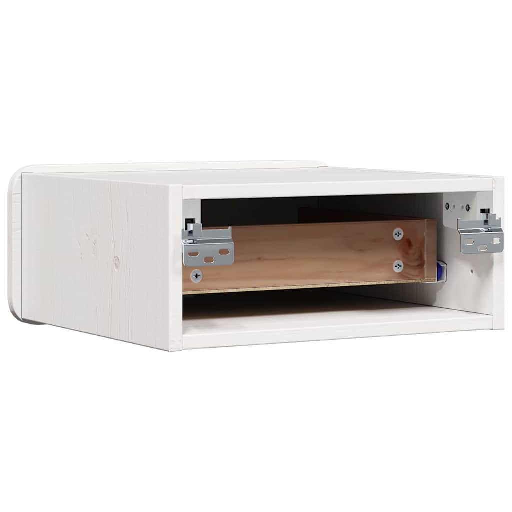 Nattbord med skuff Hvit 39 x 34 x 16,5 cm Heltre furu