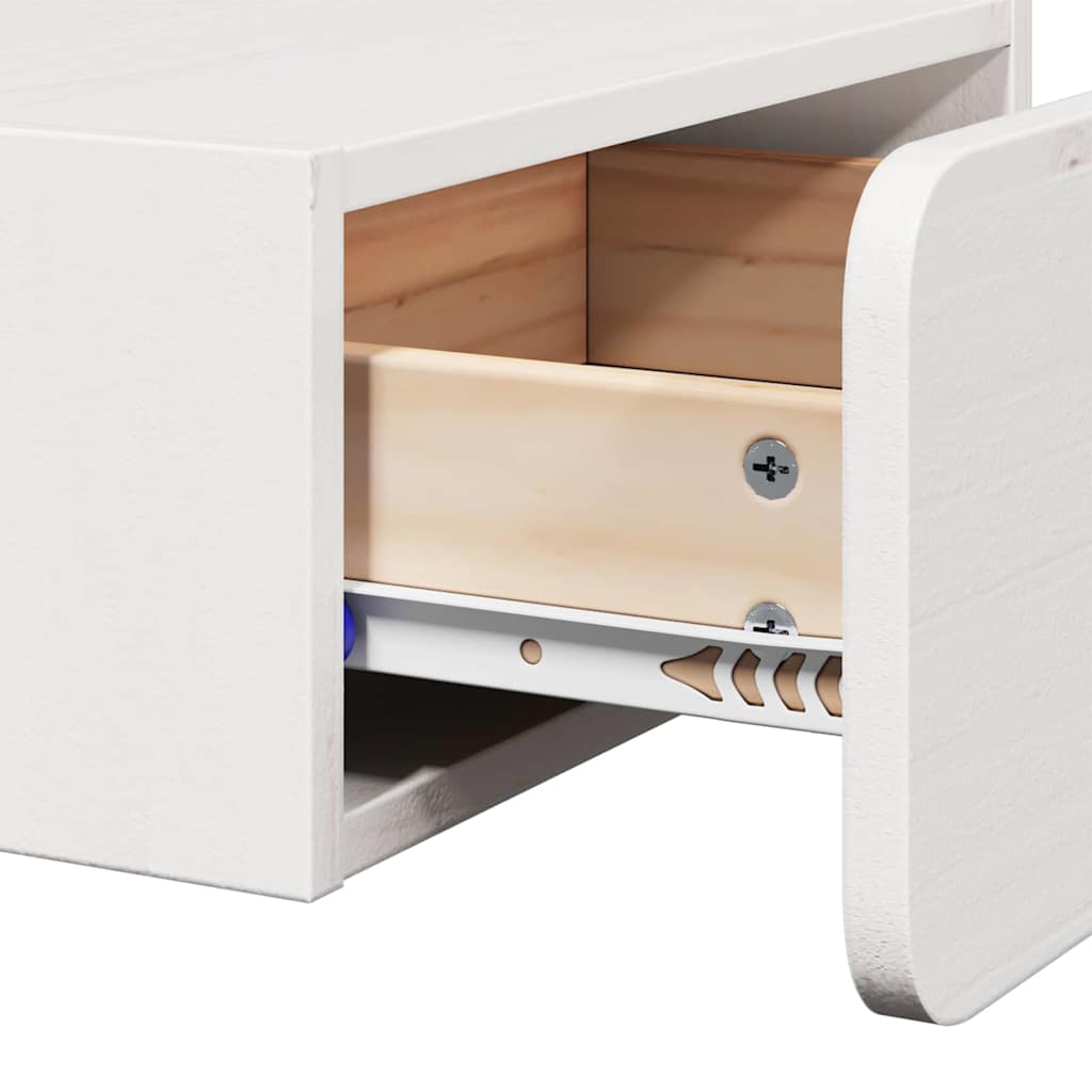 Nattbord med skuff 2 pcs Hvit 39 x 34 x 16,5 cm Heltre furu
