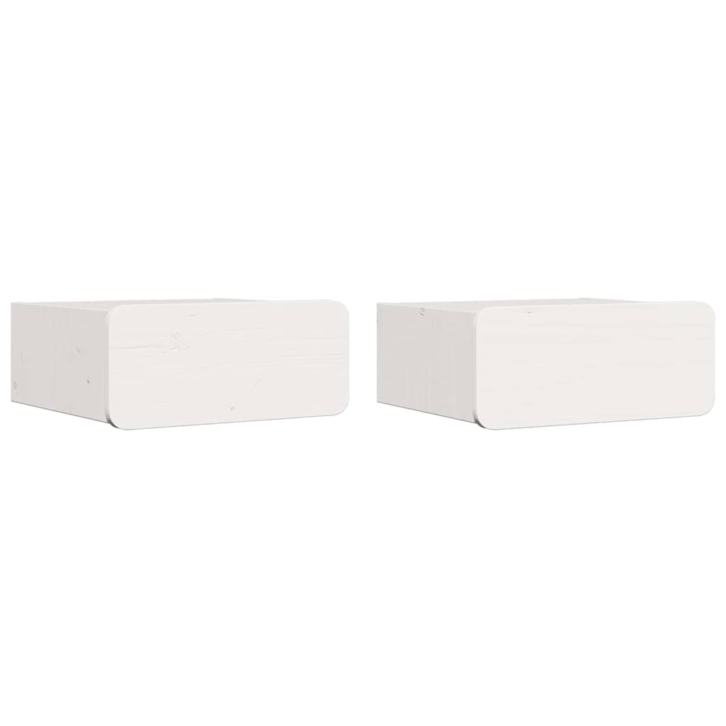 Nattbord med skuff 2 pcs Hvit 39 x 34 x 16,5 cm Heltre furu