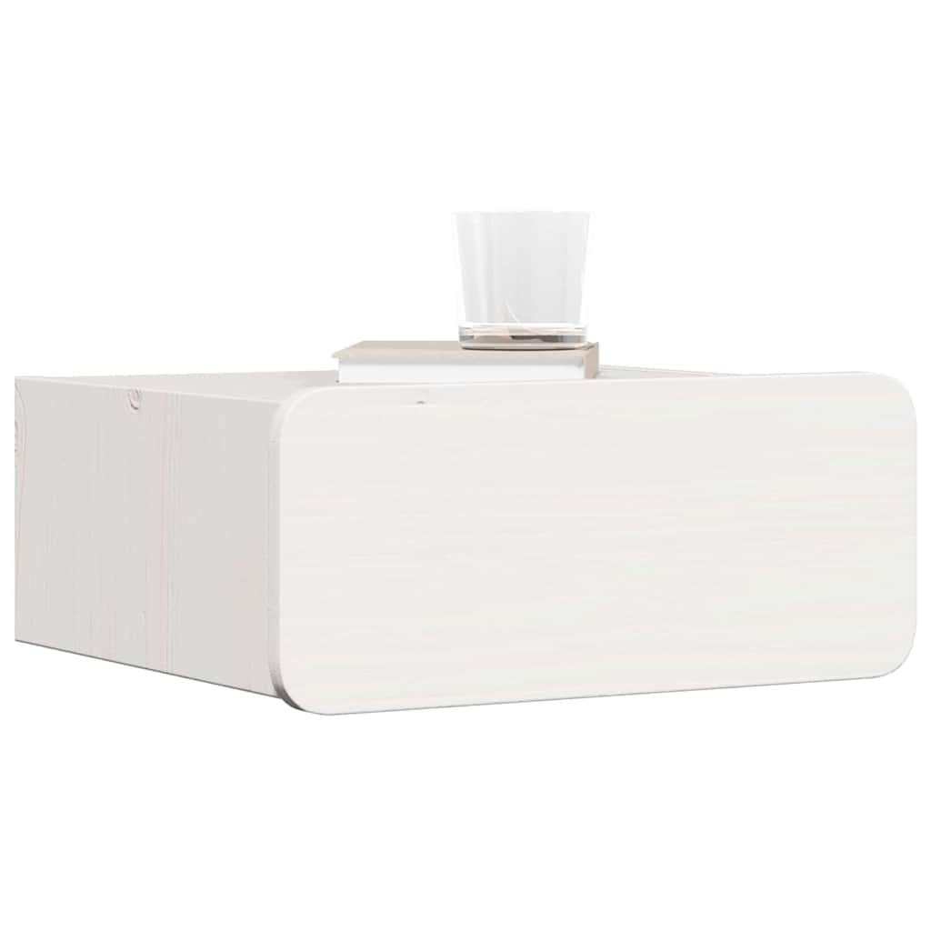 Nattbord med skuff 2 pcs Hvit 39 x 34 x 16,5 cm Heltre furu