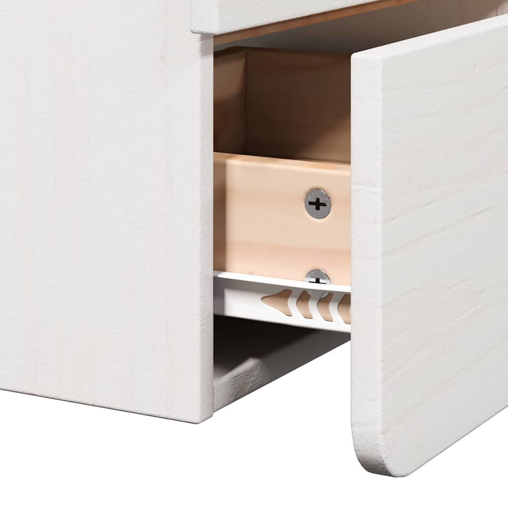 Nattbord med skuff 2 pcs Hvit 39 x 34 x 33 cm Heltre furu