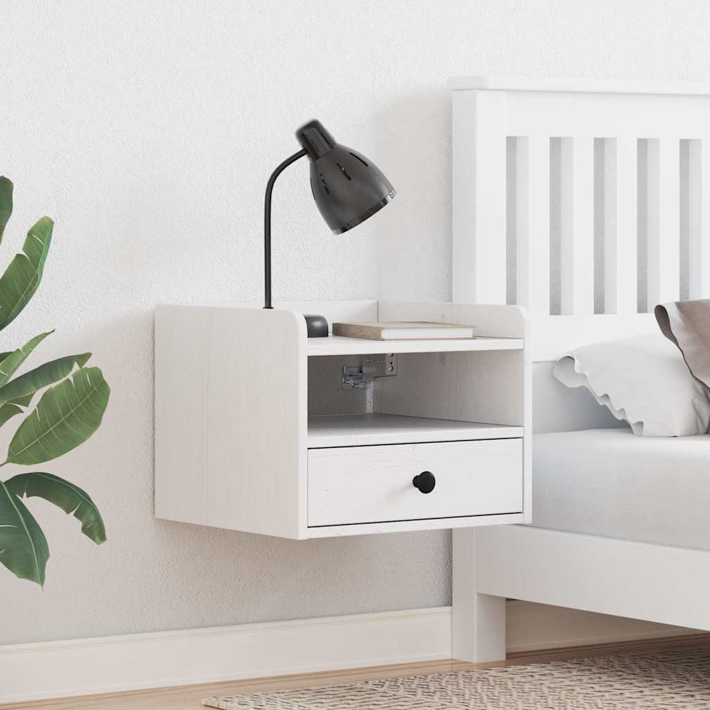 Nattbord med skuff 2 pcs Hvit 38 x 36 x 29,5 cm Heltre furu