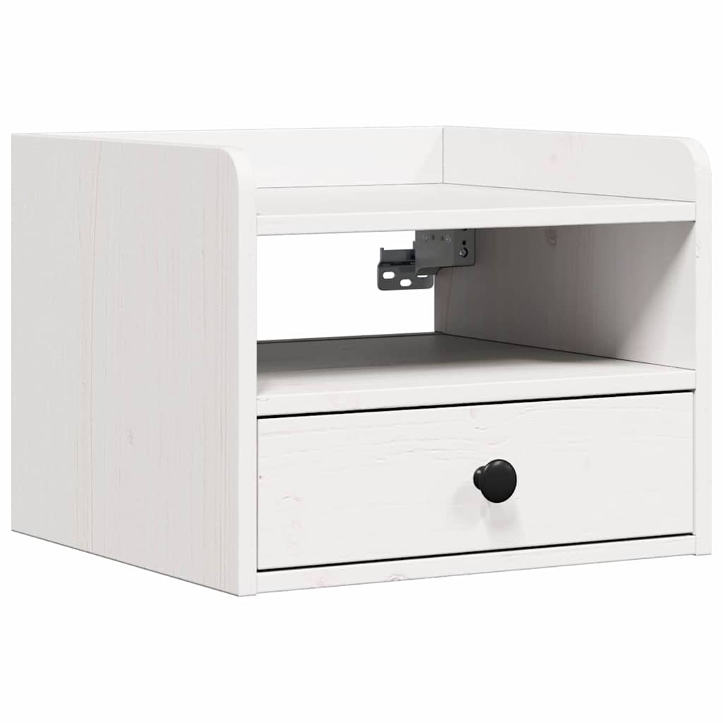 Nattbord med skuff 2 pcs Hvit 38 x 36 x 29,5 cm Heltre furu