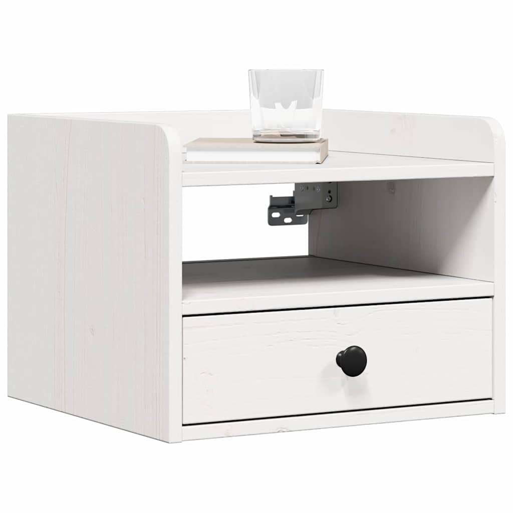 Nattbord med skuff 2 pcs Hvit 38 x 36 x 29,5 cm Heltre furu