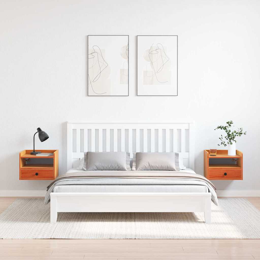 Nattbord 2 pcs Vokset Brun 38 x 36 x 29,5 cm Heltre furu