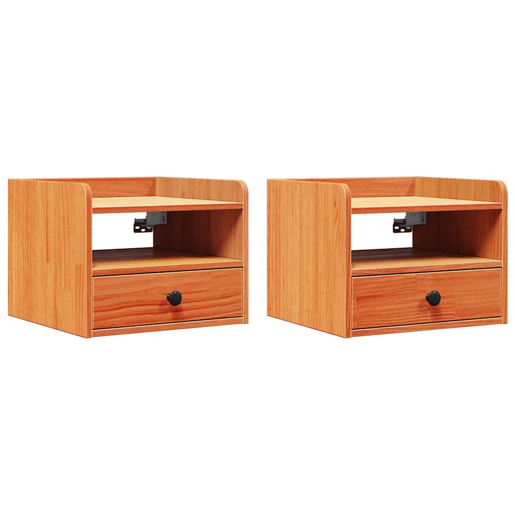 Nattbord 2 pcs Vokset Brun 38 x 36 x 29,5 cm Heltre furu