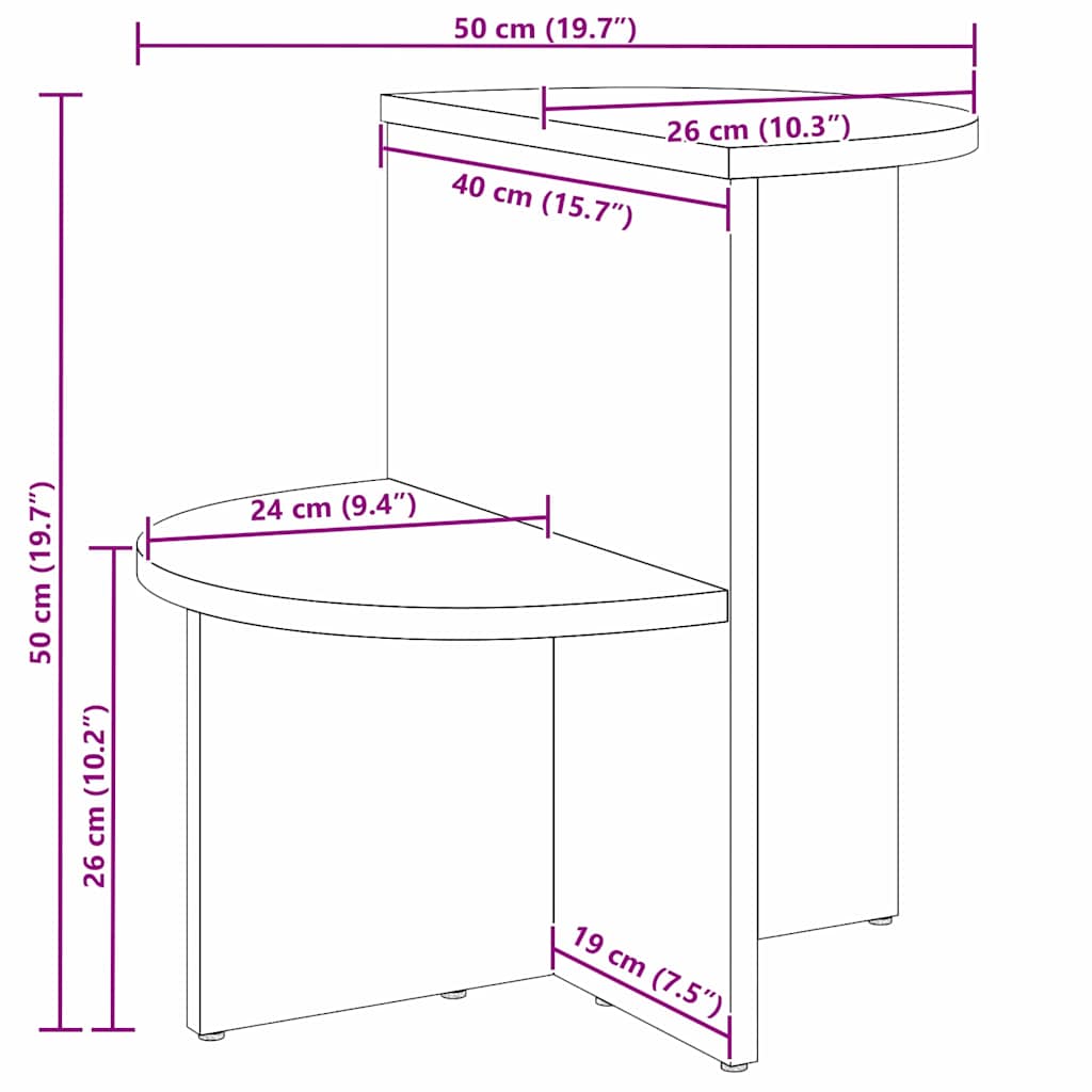 Sidetabell Naturlig 50 x 40 x 50 cm Heltre furu