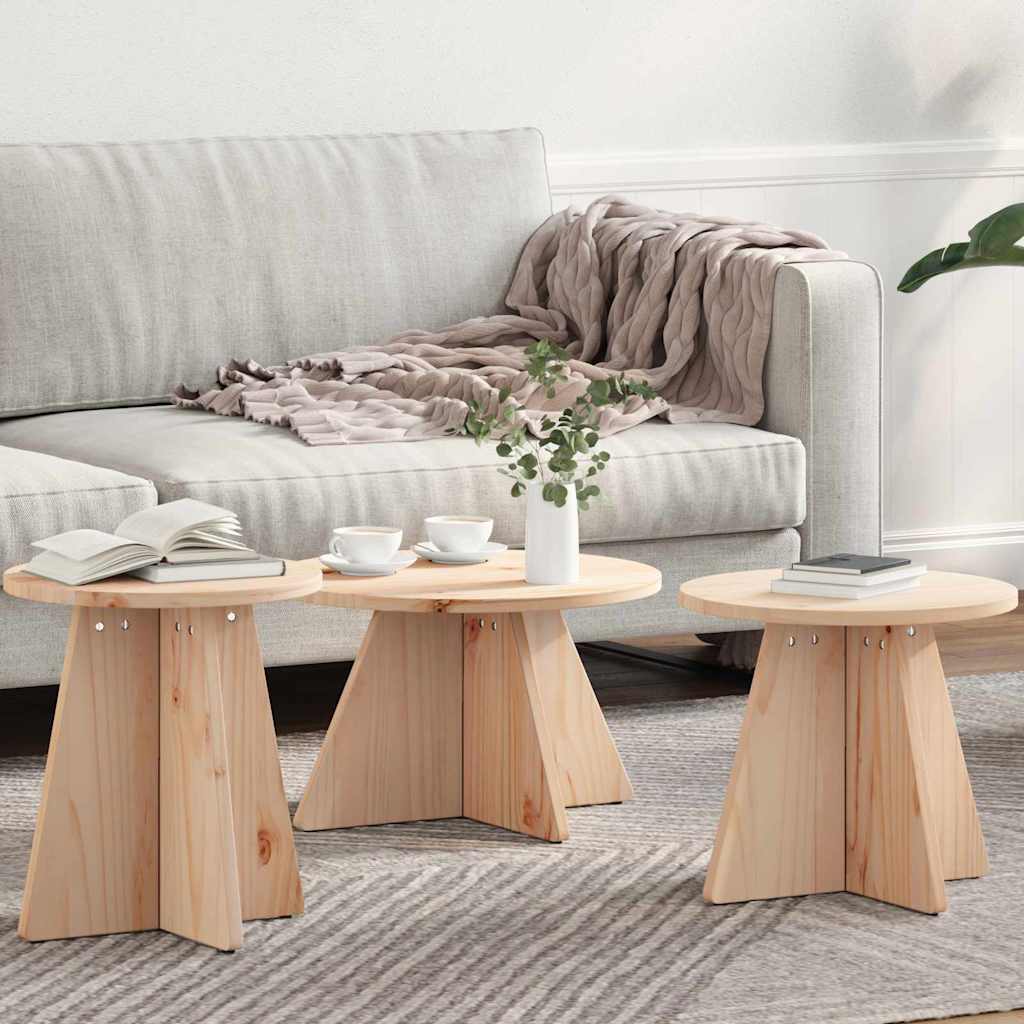 Kaffebord 3 pcs Naturlig