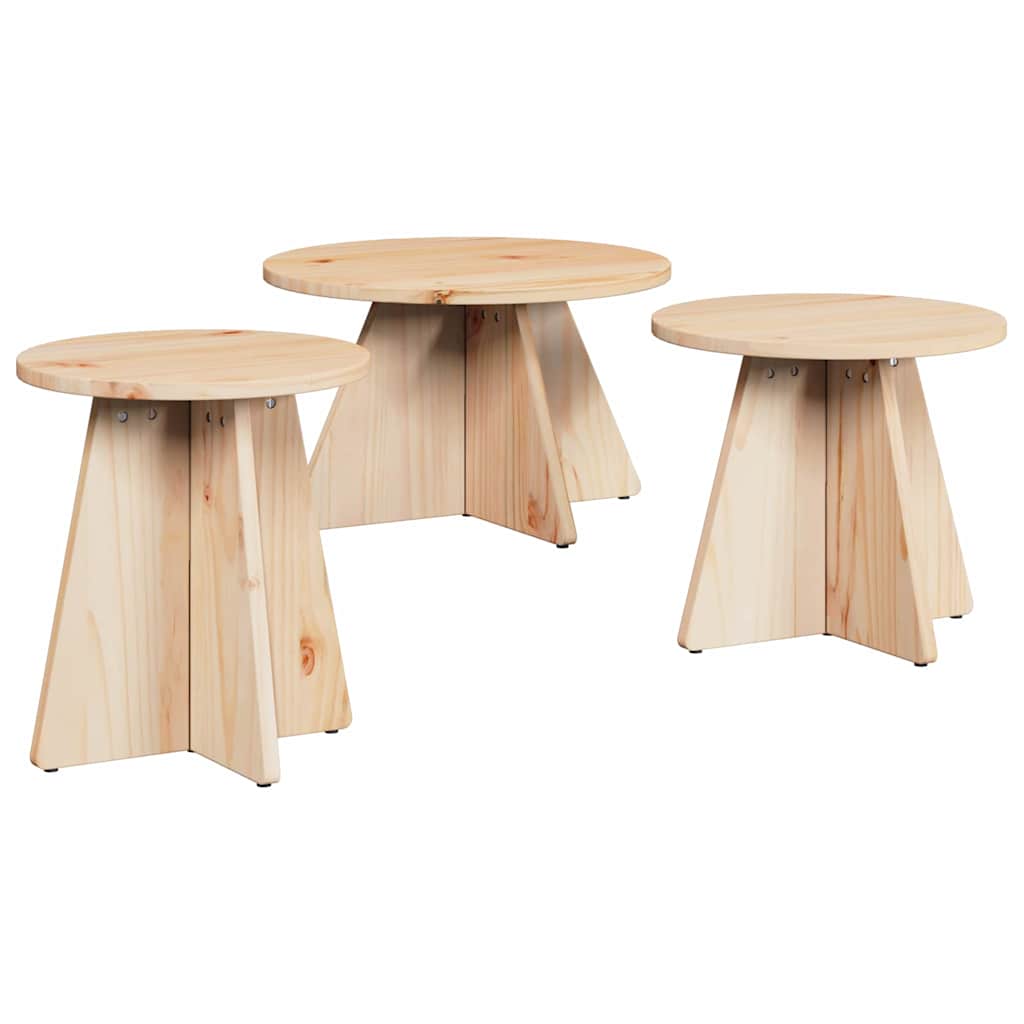 Kaffebord 3 pcs Naturlig