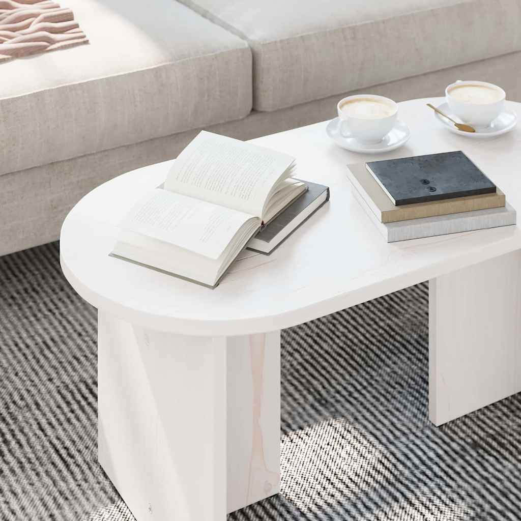 Kaffebord Hvit 80 x 39,5 x 35 cm Massivt furutre
