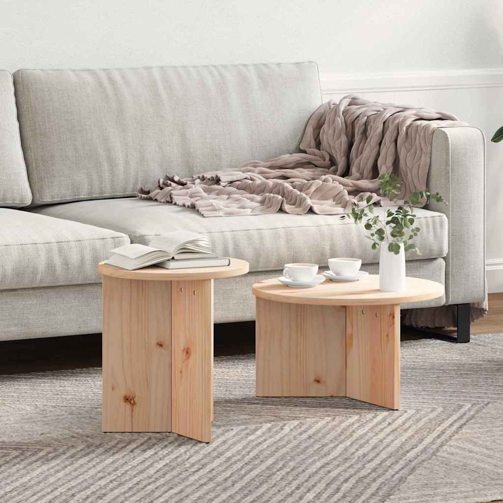 Kaffebord 2 pcs Naturlig Massivt furutre
