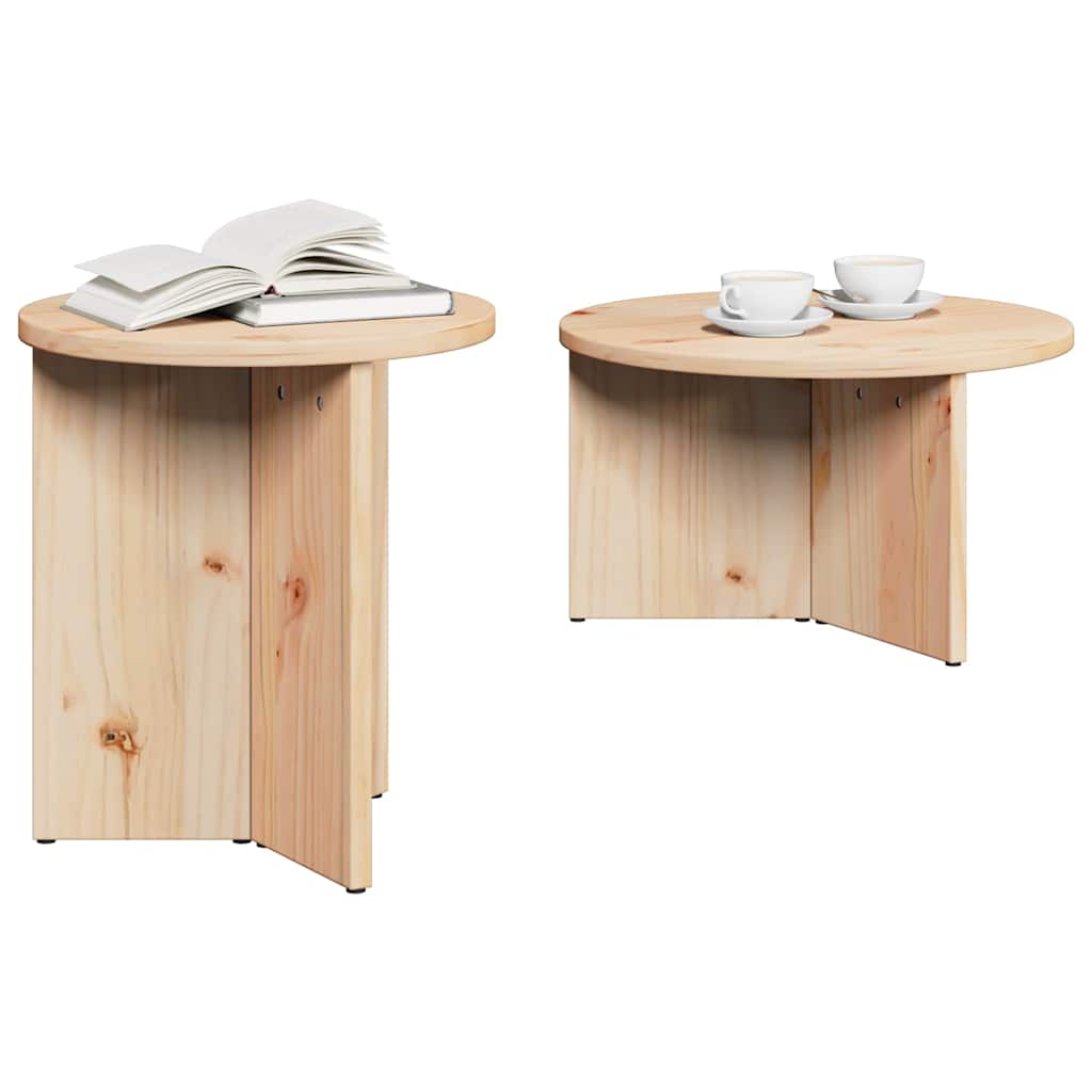 Kaffebord 2 pcs Naturlig Massivt furutre