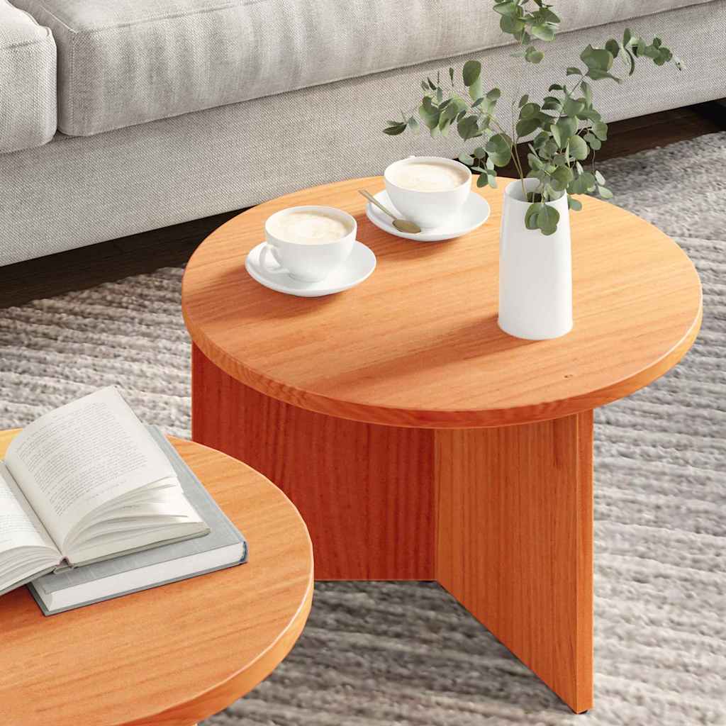 Kaffebord 2 pcs Vokset Brun Massivt furutre