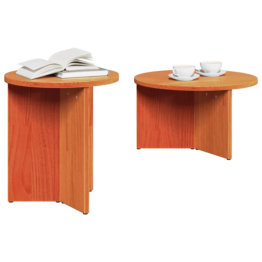 Kaffebord 2 pcs Vokset Brun Massivt furutre