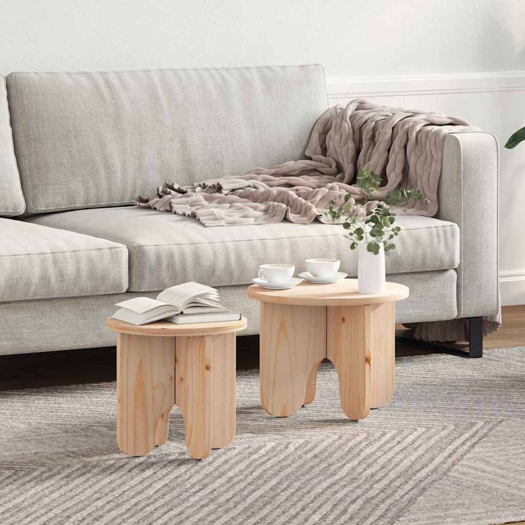 Kaffebord 2 pcs Naturlig Massivt furutre