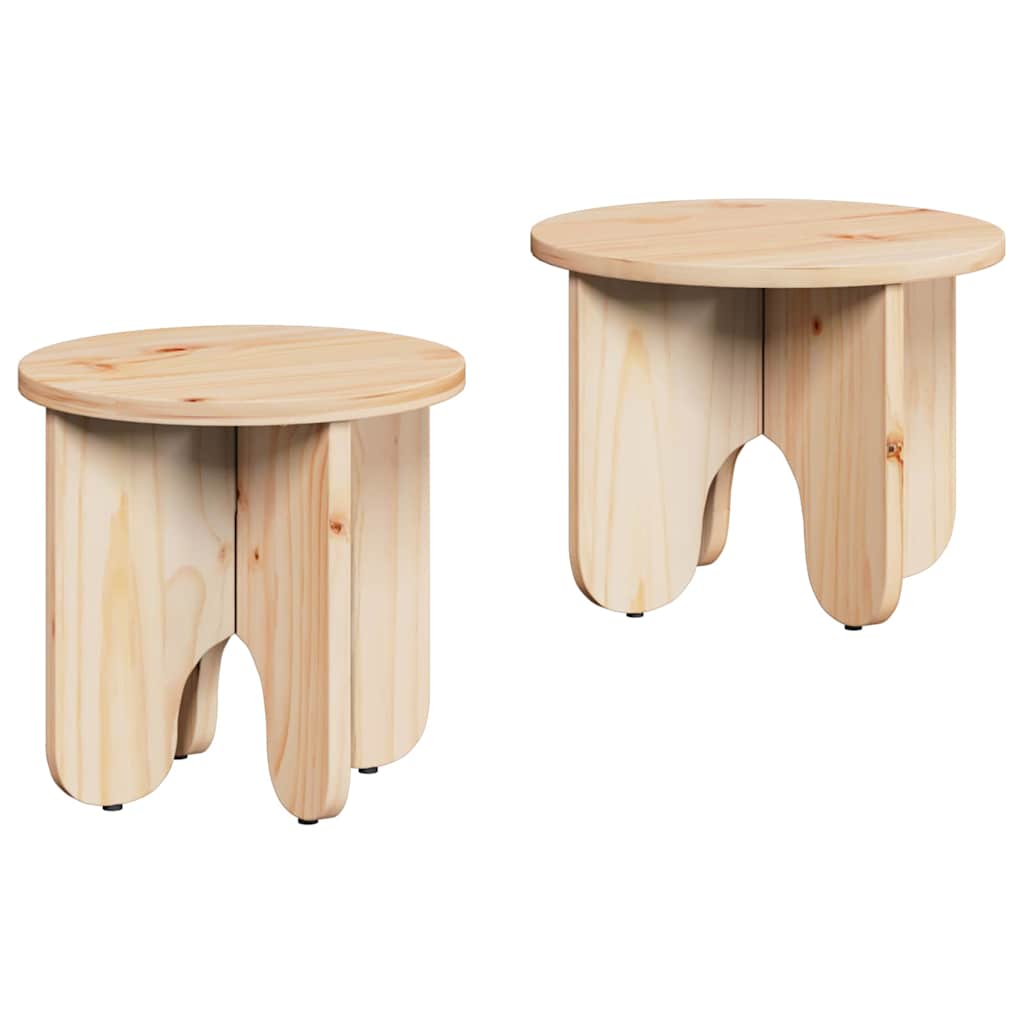 Kaffebord 2 pcs Naturlig Massivt furutre