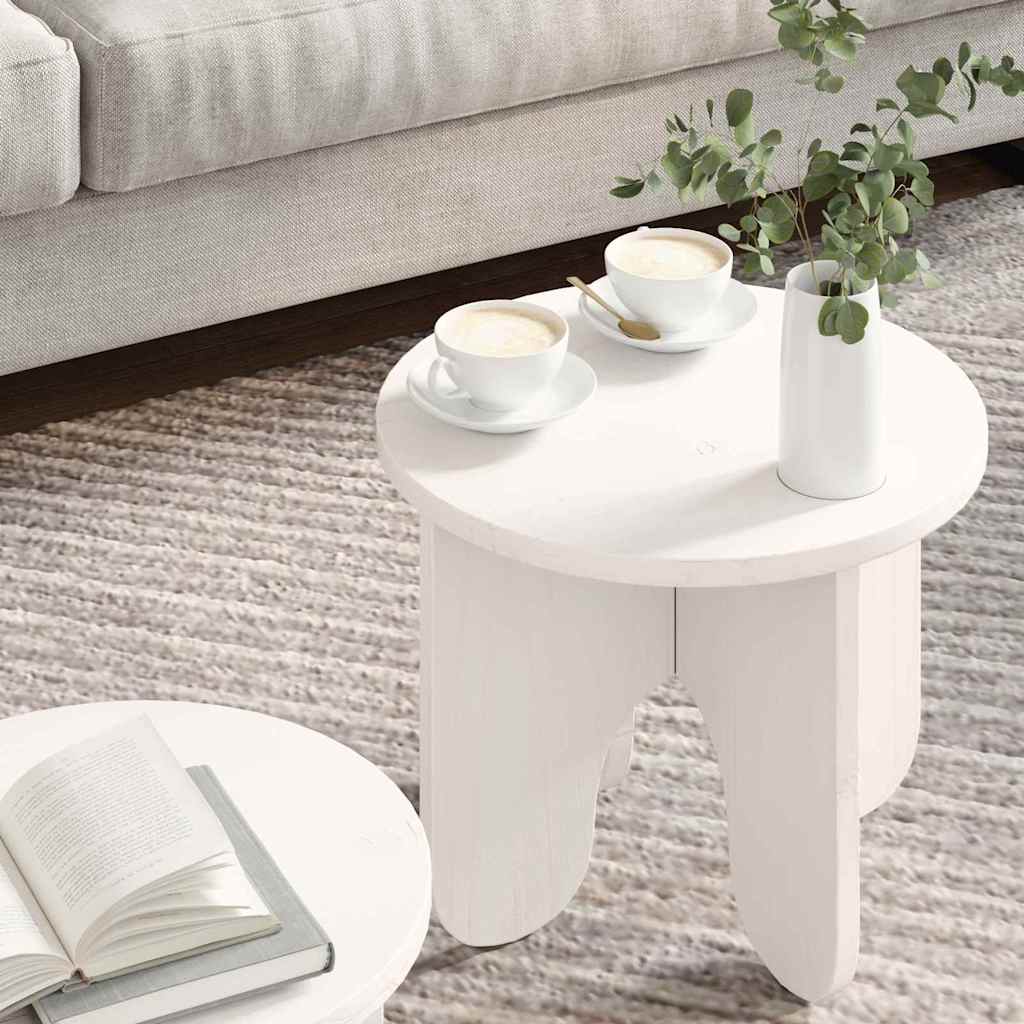 Kaffebord 2 pcs Hvit Massivt furutre