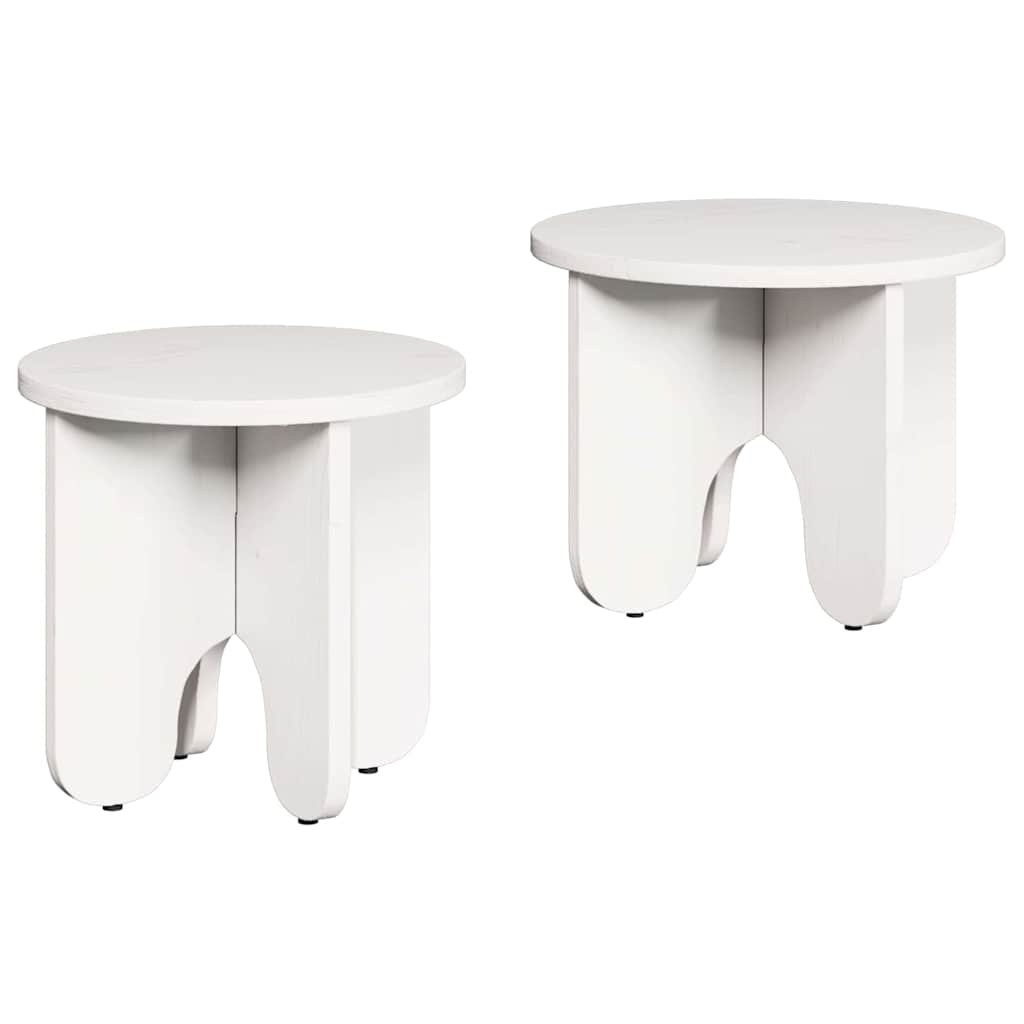 Kaffebord 2 pcs Hvit Massivt furutre