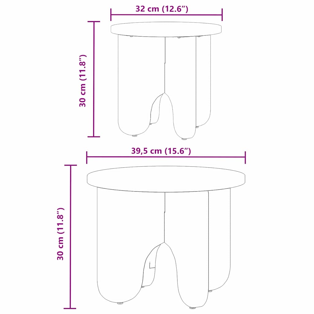 Kaffebord 2 pcs Hvit Massivt furutre