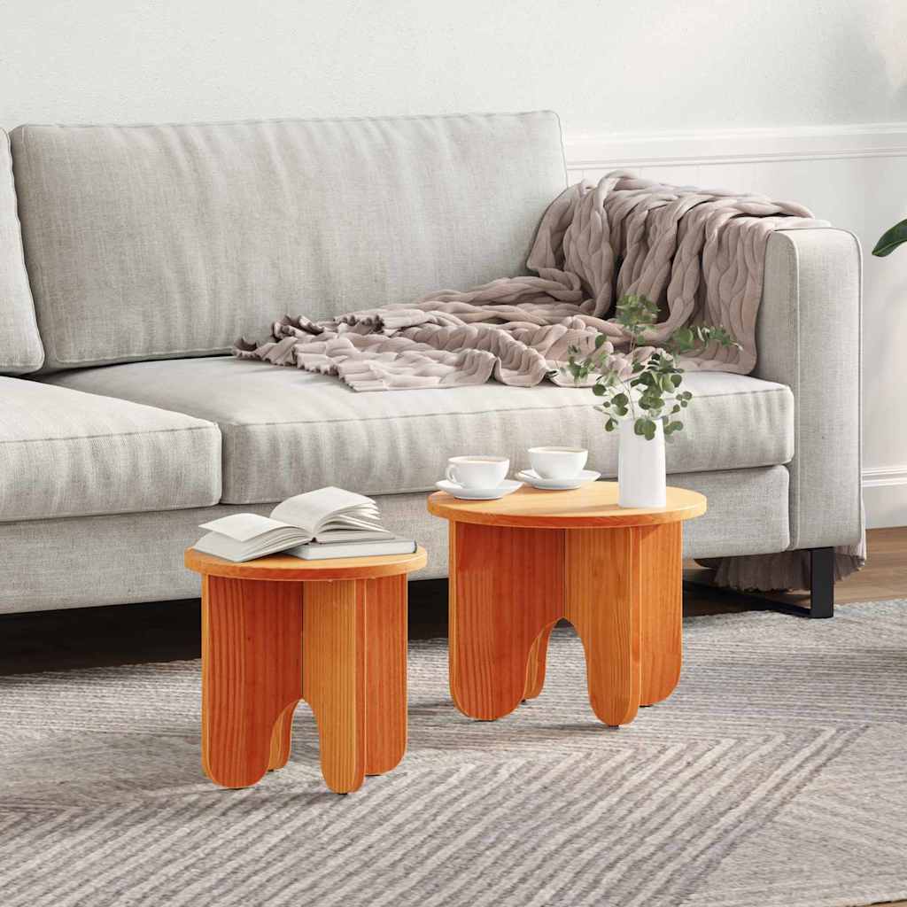 Kaffebord 2 pcs Vokset Brun Massivt furutre