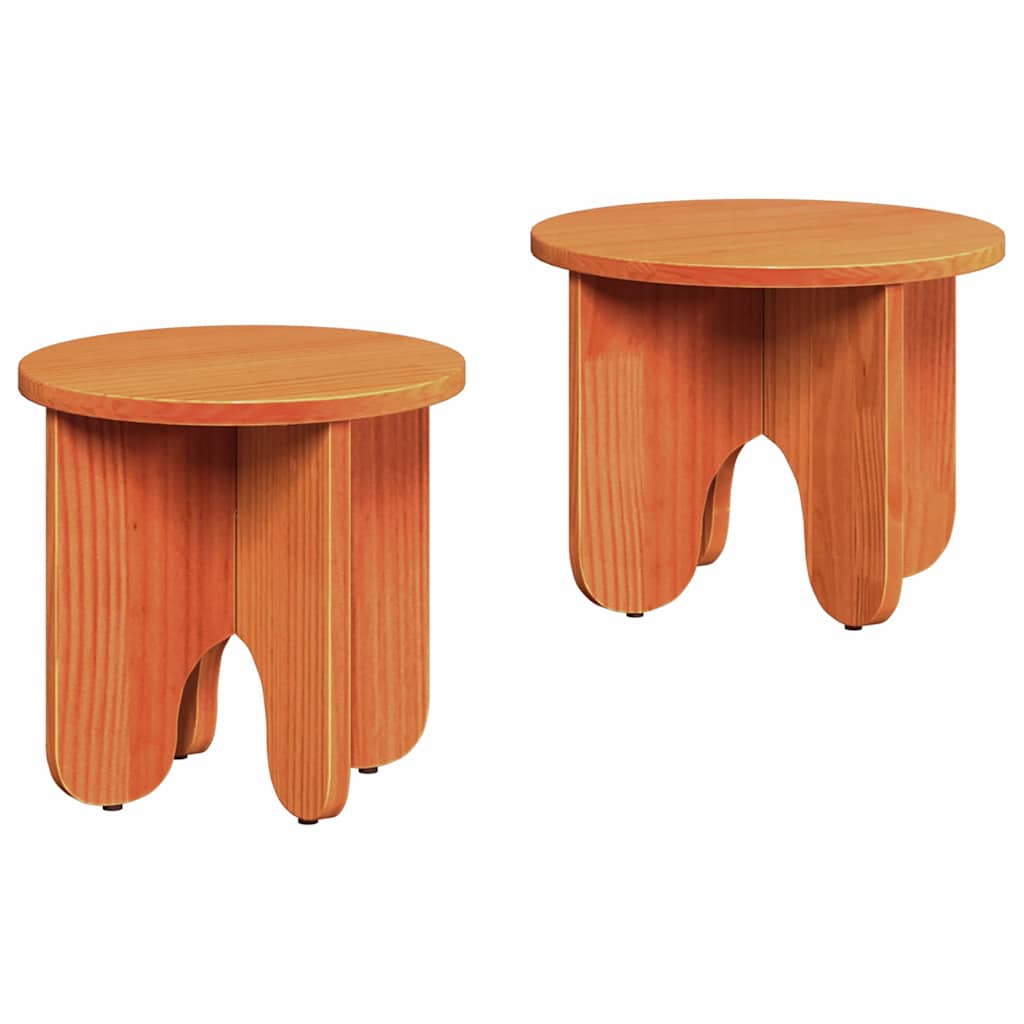 Kaffebord 2 pcs Vokset Brun Massivt furutre