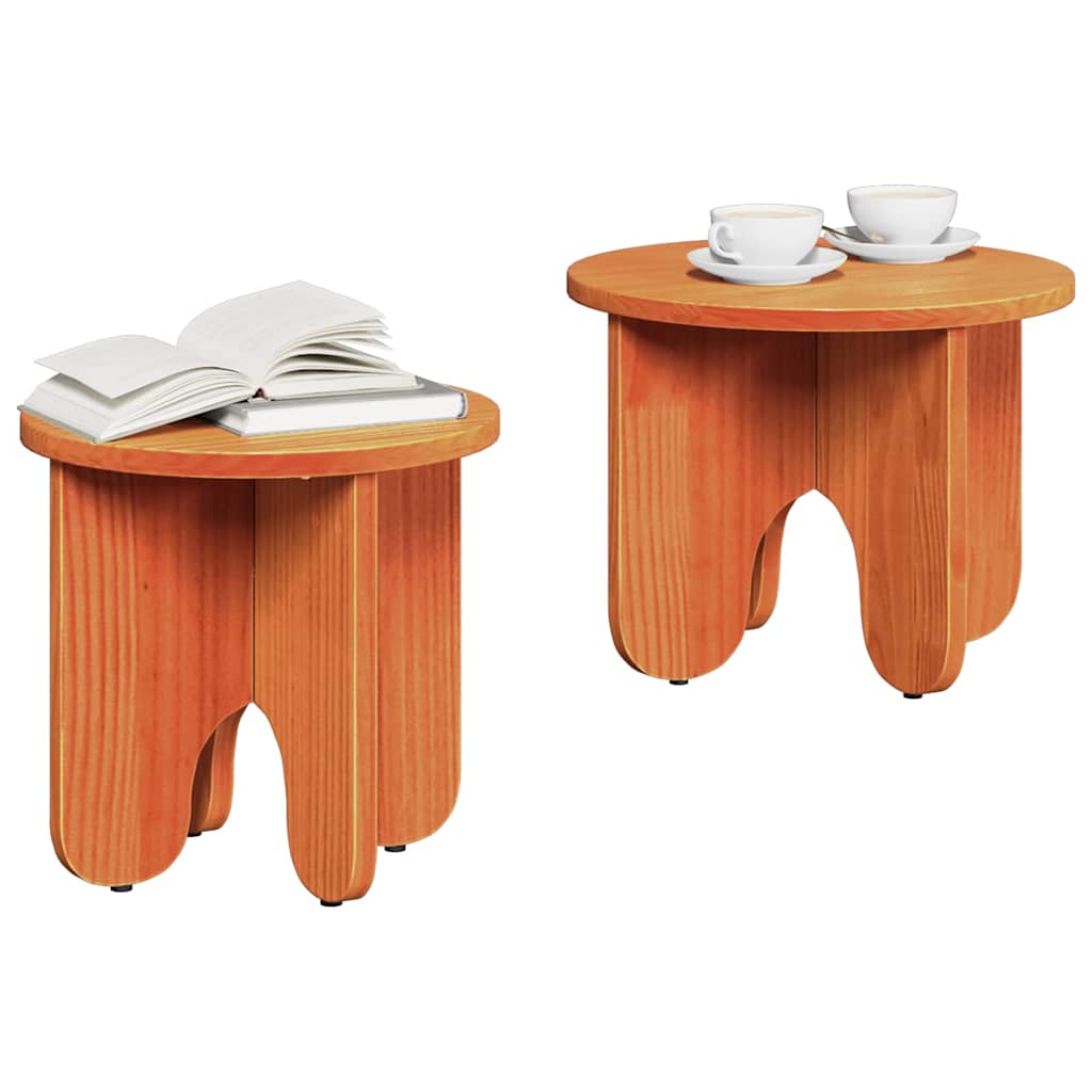 Kaffebord 2 pcs Vokset Brun Massivt furutre