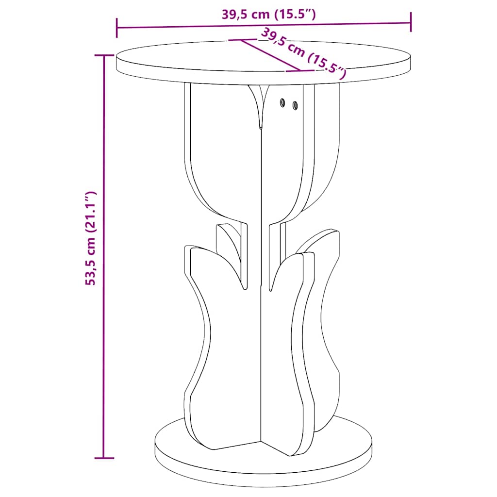 Sidetabell Hvit 39.5 x 39.5 x 53.5 cm Heltre furu