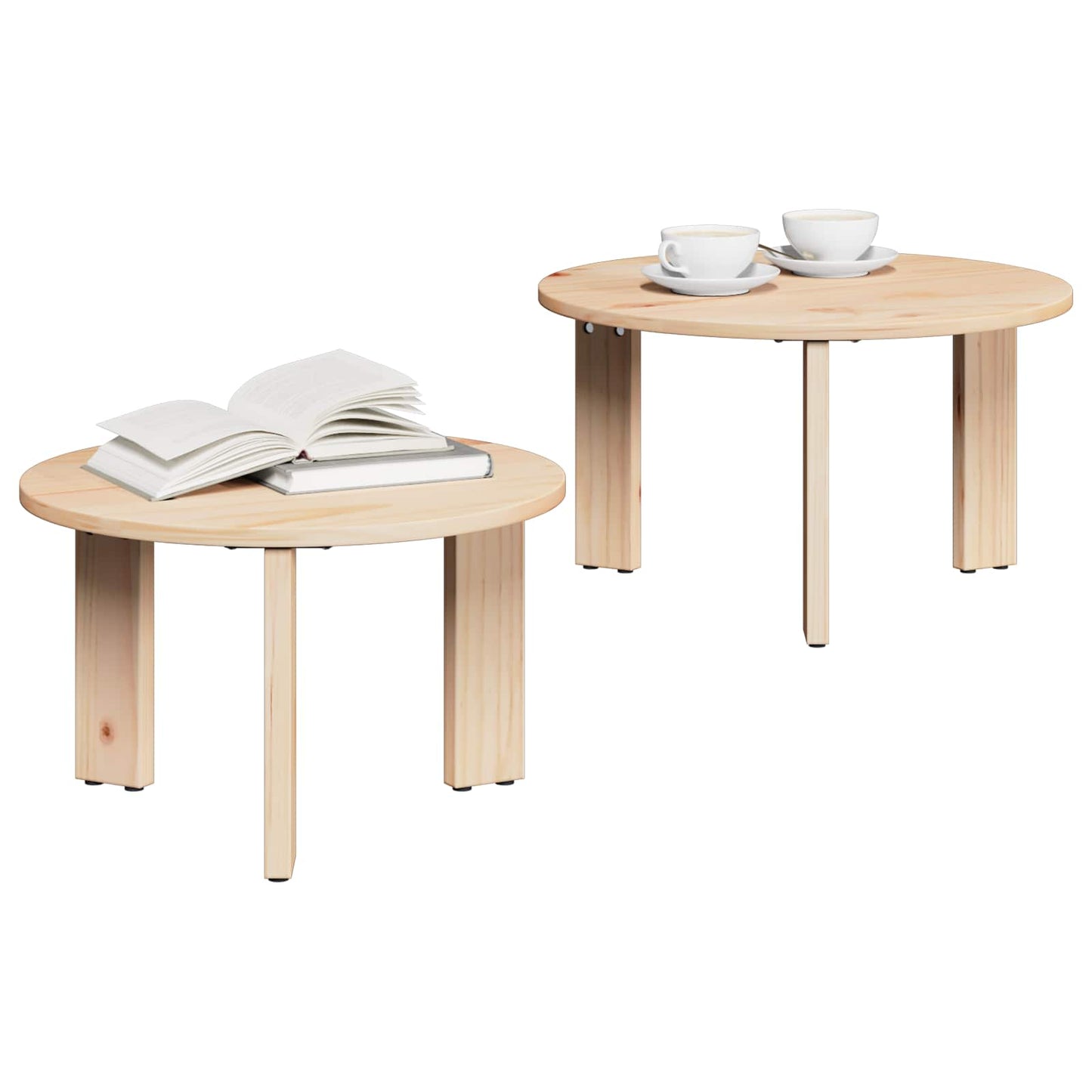Kaffebord 2 pcs Naturlig Massivt furutre