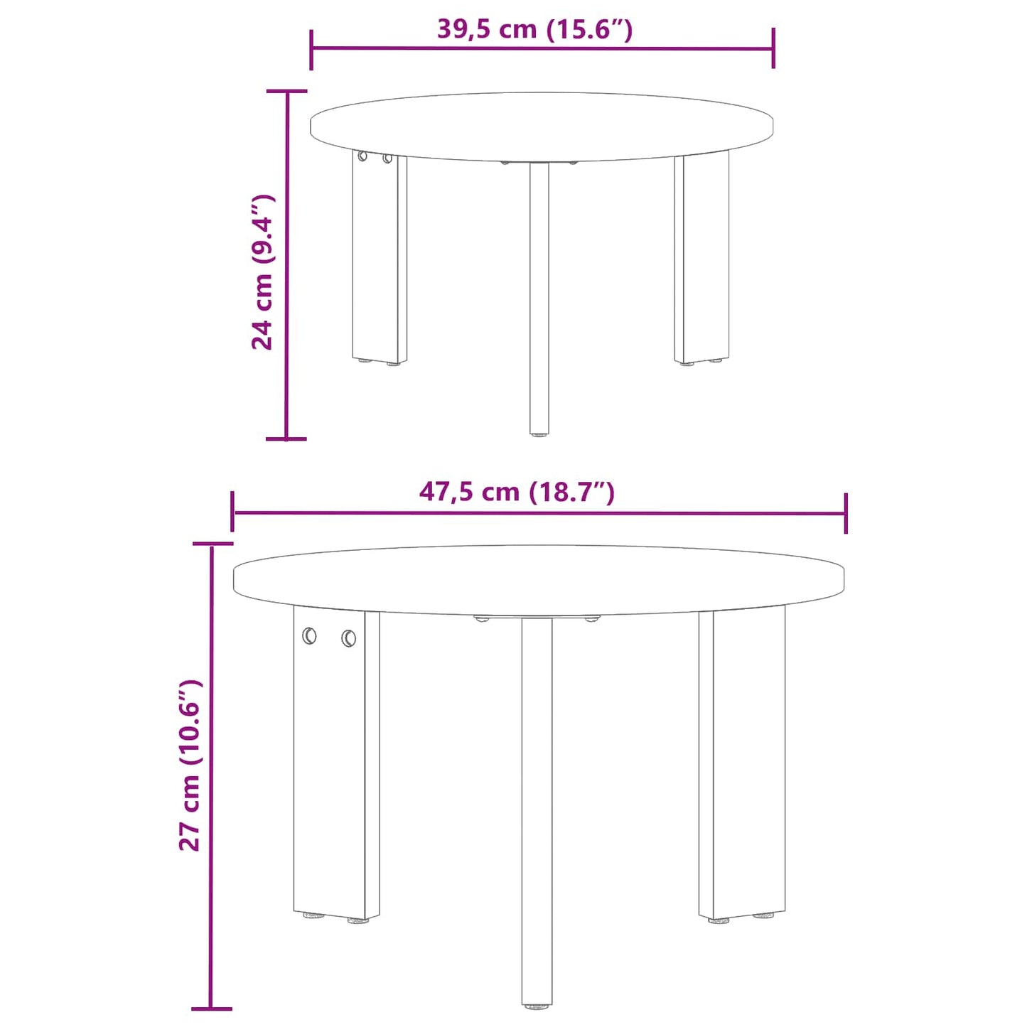 Kaffebord 2 pcs Naturlig Massivt furutre