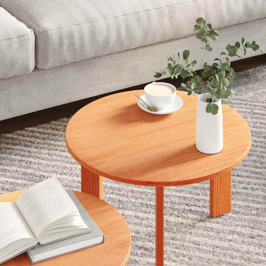 Kaffebord 2 pcs Vokset Brun Massivt furutre