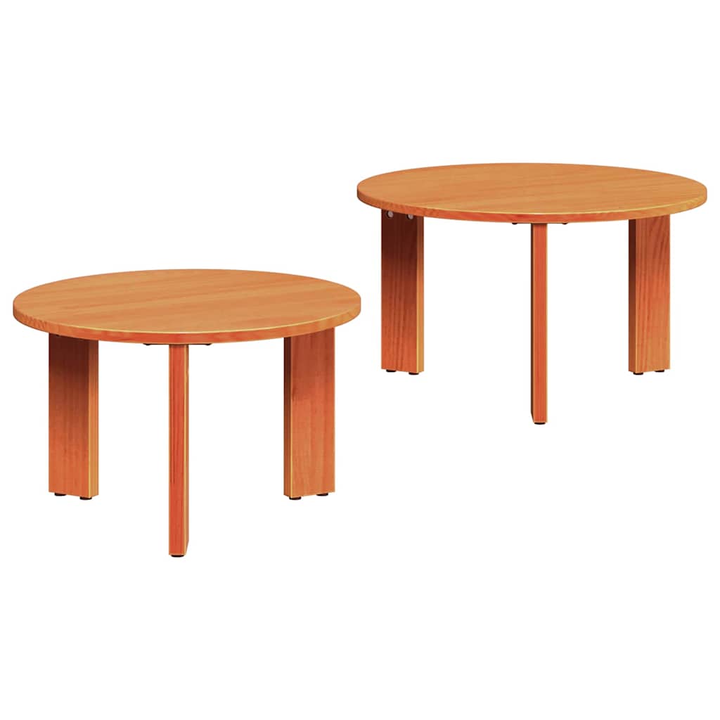 Kaffebord 2 pcs Vokset Brun Massivt furutre