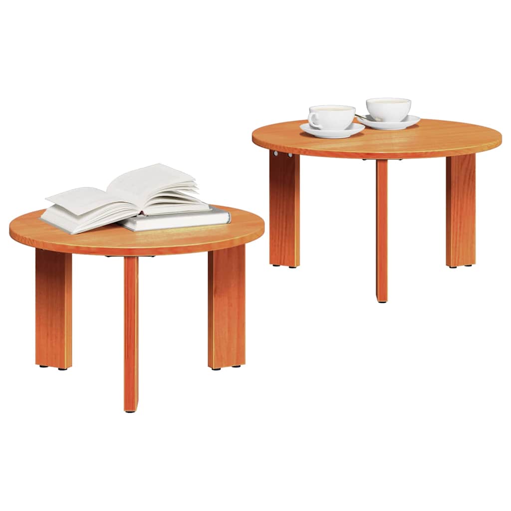 Kaffebord 2 pcs Vokset Brun Massivt furutre