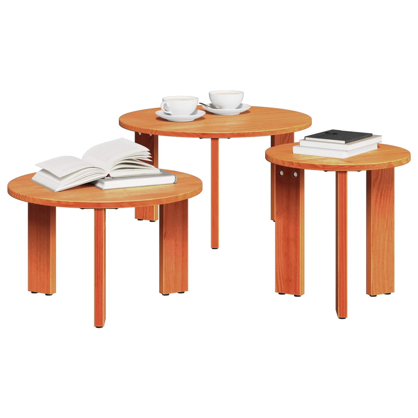 Kaffebord 3 pcs Vokset Brun Heltre furu