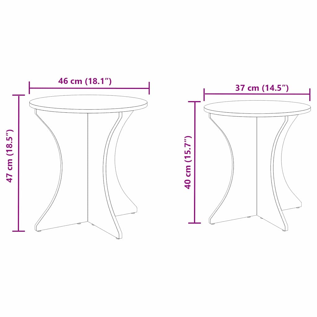 Kaffebord 2 pcs Naturlig Heltre furu
