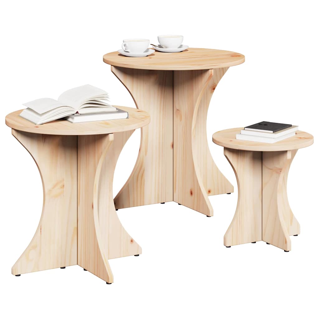 Kaffebord 3 pcs Naturlig