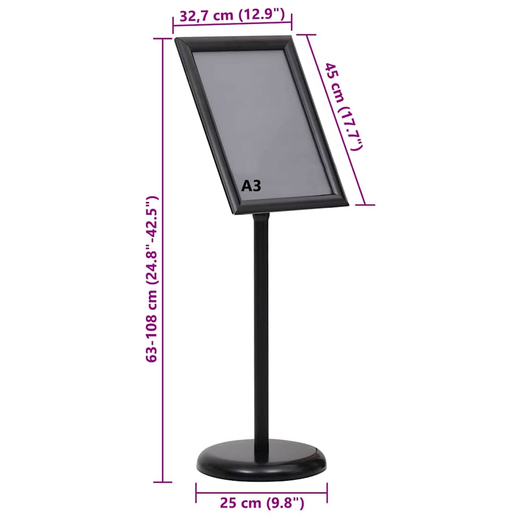 Plakatstativer 2 pcs Svart 45 x 32,7 x 108 cm Aluminium