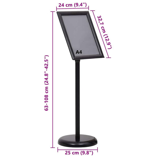 Plakatstativer 2 pcs Svart 32.7 x 24 x 108 cm Aluminium