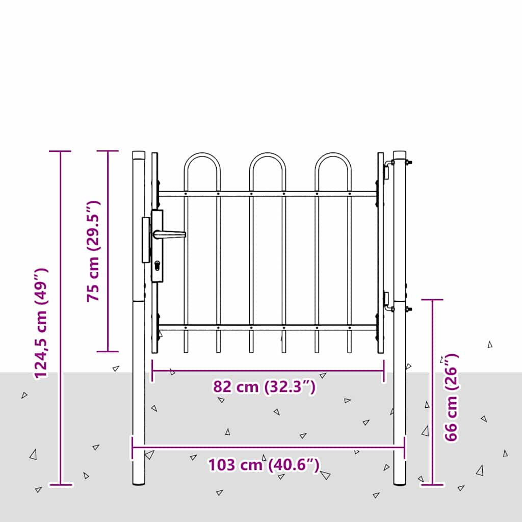 Gjerdeport Grå 100 x 75 cm Pulverlakkert stål
