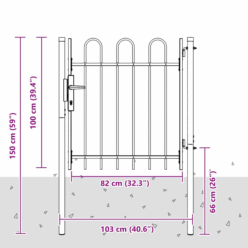 Gjerdeport Grå 100 x 100 cm Pulverlakkert stål