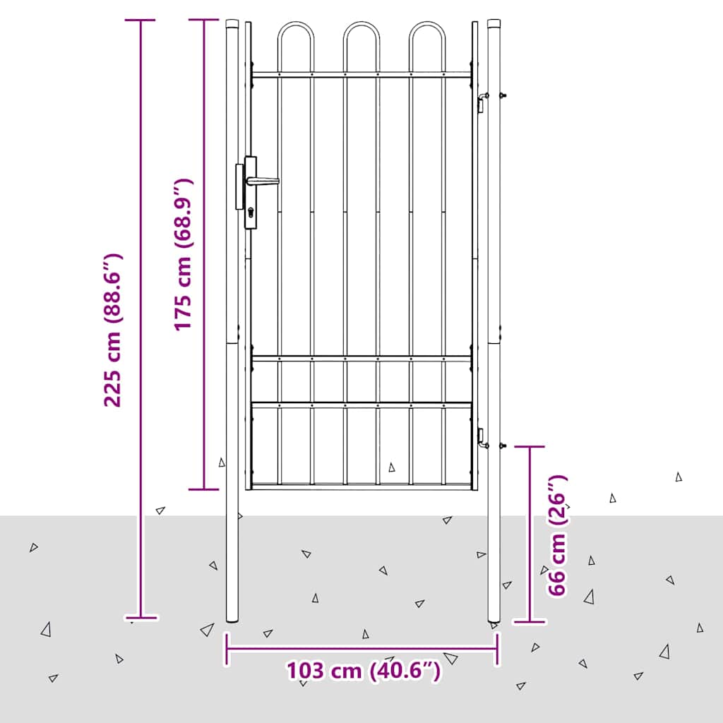 Gjerdeport Grå 100 x 175 cm Pulverlakkert stål