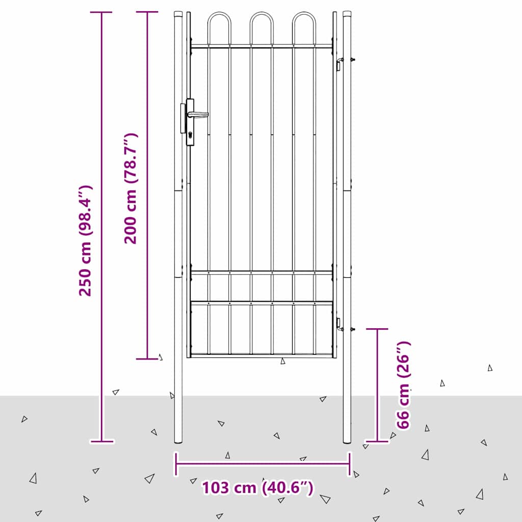 Gjerdeport Grå 100 x 200 cm Pulverlakkert stål