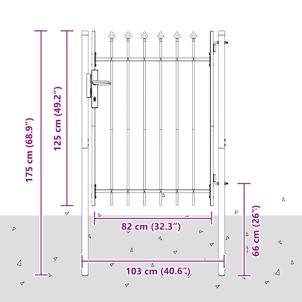 Gjerdeport Grå 100 x 120 cm Pulverlakkert stål